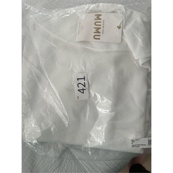 Show Me Your MUMU Ophelia Ruffle Bodysuit in Bone Stretch NEW NWT - Picture 6 of 7